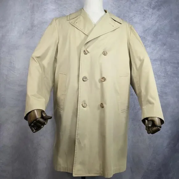 Vintage London Fog Coat Mens 40 Regular Double Breasted Wool Lined 70s Baltimore